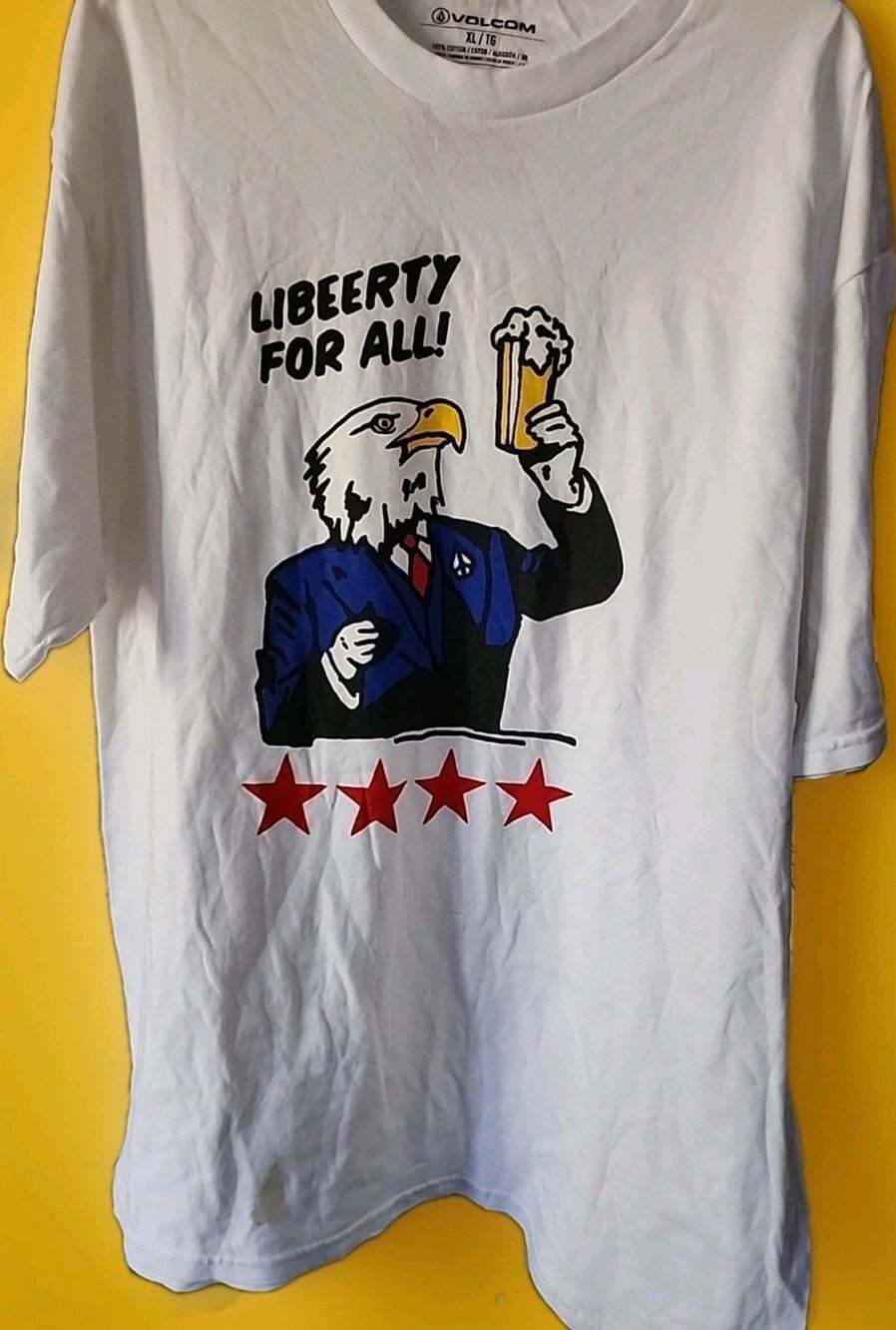 VOLCOM Stone Eagle Libeerty For All Tee Shirt Men XL New Excellent B15 Beach